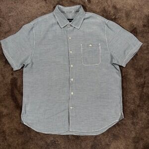 Tommy Bahama Mens XL Blue Gingham Linen Tencel Short Sleeve Shirt T317359